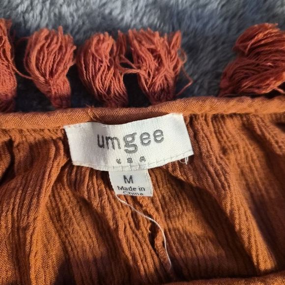 Umgee Bohemian Orange and White Tie-Dye Off-Shoulder Top Size Medium. - Picture 2 of 8